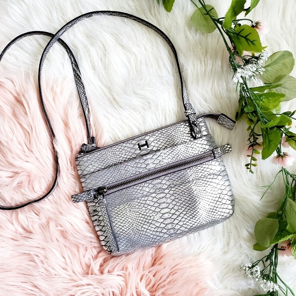 H by Halston Handbags - H by Halston Silver Snake Print Crossbody